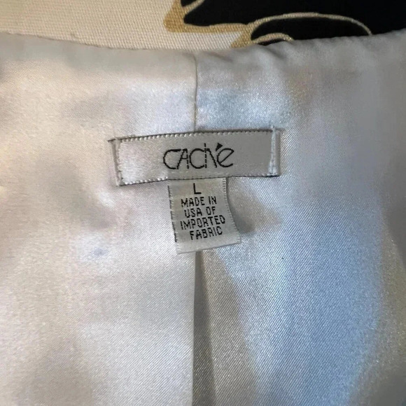 Cache Vintage Cropped Floral Jacket Statement Balloon Sleeve Size Large - Picture 8 of 14